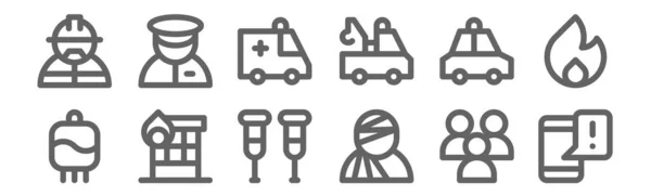 Set Von Notfall Symbolen Symbole Wie Notfall Krankheit Gebäude Polizeiauto — Stockvektor