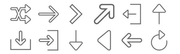 Satz Von Pfeilen Symbole Dünne Linien Symbole Wie Reload Pfeil — Stockvektor