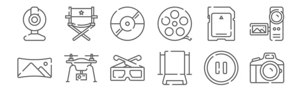 Set Video Camera Icons Outline Thin Line Icons Photo Camera — Stock Vector