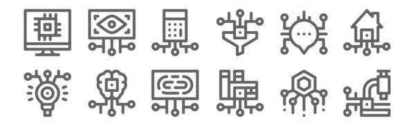Set Artificial Intelligence Icons Outline Thin Line Icons Research Factory — Stock Vector
