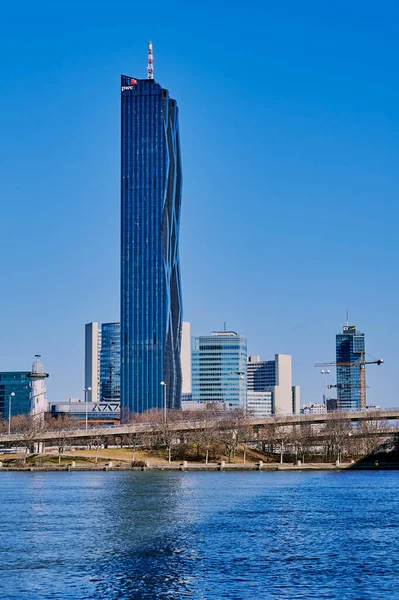 Вена Австрия Февраля 2020 Donaustadt Danube City Modern Quarter Skyscrapers — стоковое фото
