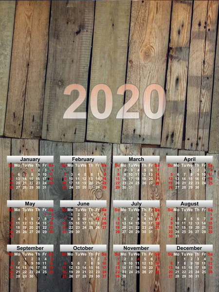Calendario Uno Sfondo Trame Legno Calendario Parete Tutto Anno Calendario — Foto Stock