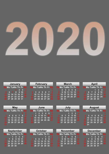 수있는 달력입니다 2020 — 스톡 사진