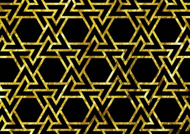 Geometrik çizgileri olan siyah ve altın desenli