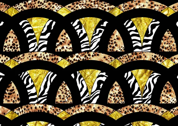 Zebra Pele Leopardo Com Formas Geométricas — Fotografia de Stock