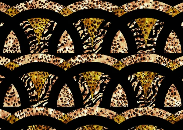 Ζέβρα Και Δέρμα Λεοπάρδαλης Γεωμετρικά Σχήματα — Φωτογραφία Αρχείου