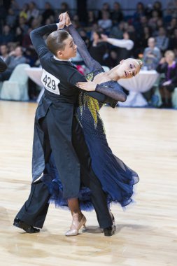  Kimliği belirsiz dans çift yetişkin standart Avrupa Program Wdsf Minsk açık dans festivali-2017 üzerinde gerçekleştirin.