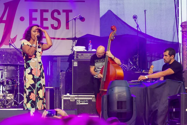 A-Fest Müzik Festivali'nde sahne dünya ünlü caz topluluk De-Phazz Appleton Pat vokalist ve şarkıcı