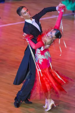 Profesyonel dans çift gençlik standart Avrupa Program Wdsf uluslararası Wr dans bardakta gerçekleştirmek.