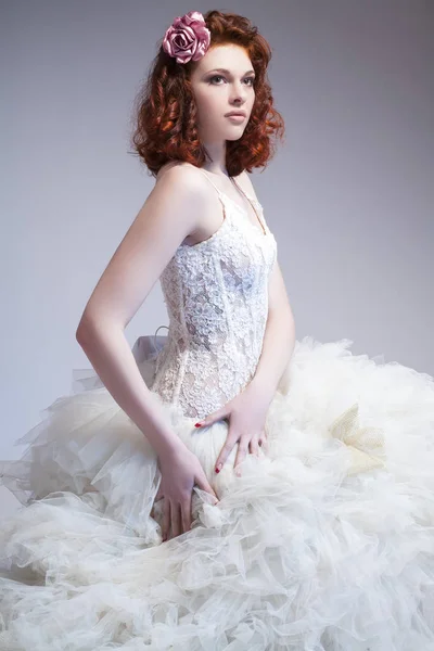 Wedding Ideas and Concepts. Young Caucasian Ginger Female