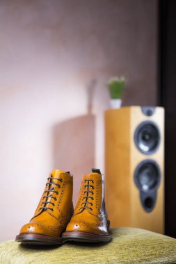 Mens çifti yarı aksanlı konuşma çizme yumuşak yüzeyi kapalı tabaklanmış