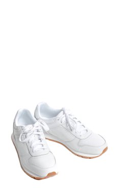 Beyaz Arkaplan Üzerindeki Yeni Beyaz Modern Spor Ayakkabılar. 