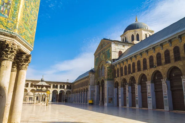 Exterior Mesquita Omayad Antiga Cidade Damasco República Árabe Síria Após — Fotografia de Stock