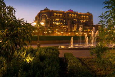 Emirates Palace night, its  a luxury five star hotel in Abu Dhabi, United Arab Emirates in 07/06/2014
