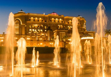 Emirates Palace night, its  a luxury five star hotel in Abu Dhabi, United Arab Emirates in 07/06/2014
