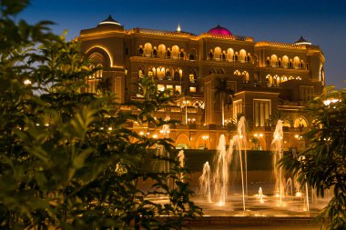 Emirates Palace night, its  a luxury five star hotel in Abu Dhabi, United Arab Emirates in 07/06/2014