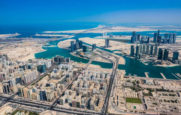 Flygfoto Över Maryah Island Och Abu Dhabi Skyline Förenade Arabemiraten — Stockfoto