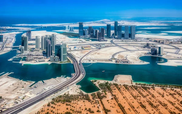 Flygfoto Över Maryah Island Och Abu Dhabi Skyline Förenade Arabemiraten — Stockfoto