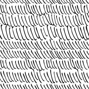 Siyah vuruşlar, beyaz üzerinde soyut ve pürüzsüz desenler. ilkel desenli el çizimi vektör çizimi