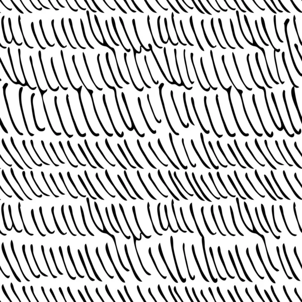 Siyah vuruşlar, beyaz üzerinde soyut ve pürüzsüz desenler. ilkel desenli el çizimi vektör çizimi