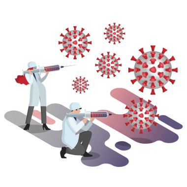 Bir doktor ekibi - bir erkek ve bir kadın - saldıran dev bir koronavirüsle savaşıyor 2019-ncov