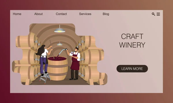Чоловічий Винороб Перевіряє Вино Під Час Процесу Бродіння Самка Виноробів — стоковий вектор