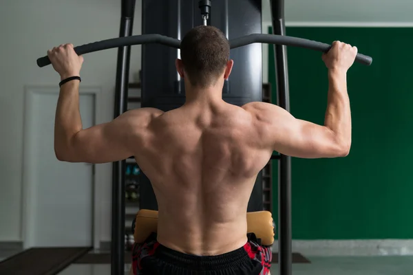 Culturista masculino haciendo ejercicio de peso pesado para la espalda — Foto de Stock