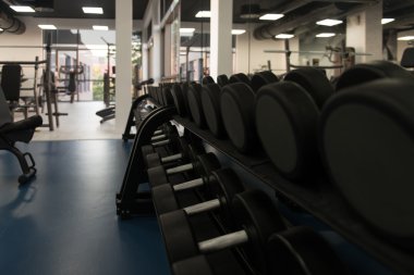 Spor salonundaki dambıllar.