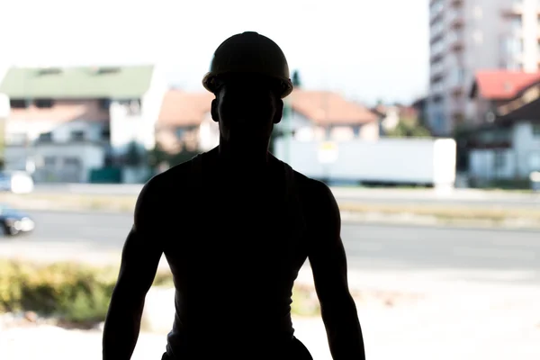 Portrait Of A Silhouette Man Worker — Stock Photo, Image