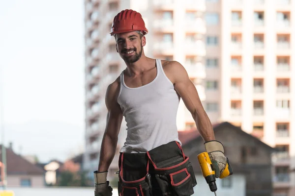 Portrait Of The Smiling Professional Handyman — Stock Photo, Image