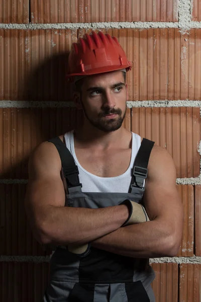 Engineer Construction Wearing A Red Helmet — Stock Photo, Image