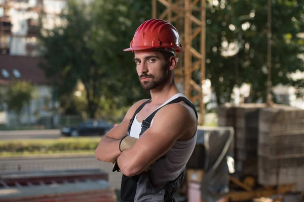 Engineer Construction Wearing A Red Helmet — Stock Photo, Image