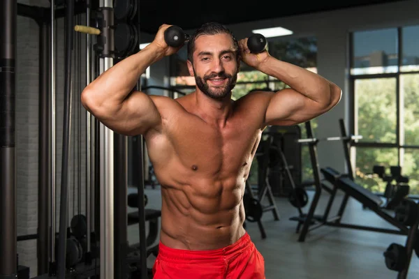 Vücut geliştirmeci Triceps makinede egzersiz