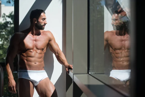 Portrait Of A Muscular Shirtless Model In Underwear — Stock Photo, Image