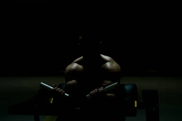 Siluet Man Pelatihan Biceps — Stok Foto