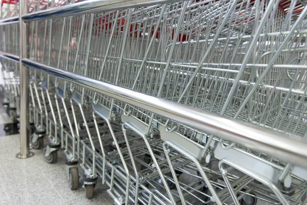 Metal Shop Carts Supermarket Close Up