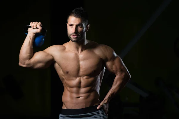 Portrait Of A Physically Fit Man With Kettle-bell — Stock Photo, Image