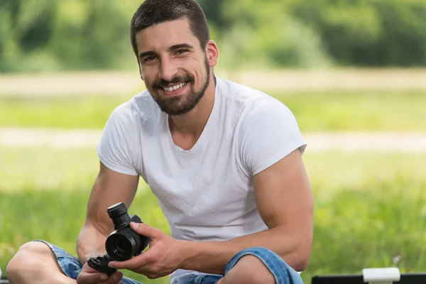 Man Checking the Camera from a Drone — Stock Photo, Image