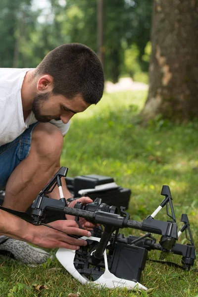 Young Engineer Checking the Camera From a Drone — Stock Photo, Image