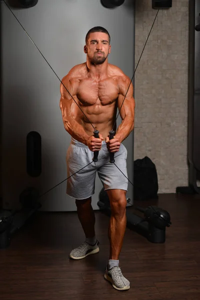 Chest Workout Cable Crossover — Stock Photo, Image