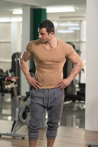 Podobizna muže svalů v hnědé tričko — Stock fotografie