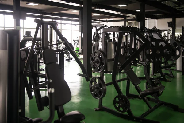 Equipment Machines Modern Gym Room Fitness Center — Stock Photo, Image