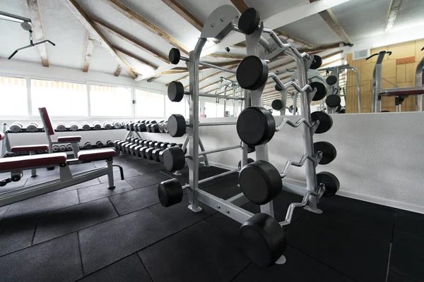 Utrustning Och Maskiner Modern Gym Room Fitness Center — Stockfoto