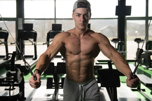 Chest Workout With Cables — Stock Photo, Image