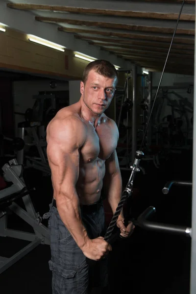 Man Exercising Triceps In The Gym — Stock Photo, Image