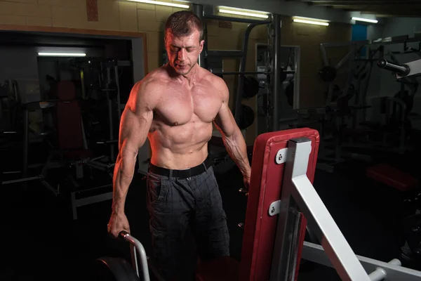 Muscular Man Doing Heavy Weight Exercise For Back — Stock Photo, Image