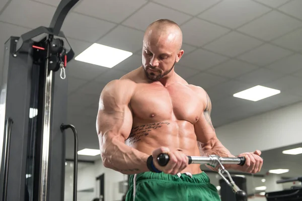 Oefening van de biceps op kabel Machine — Stockfoto