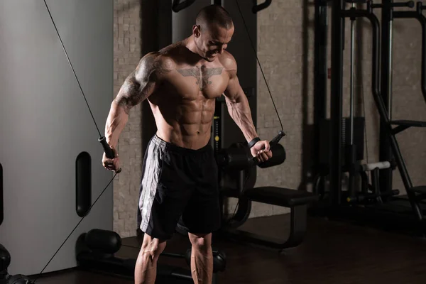 Chest Workout With Cables — Stock Photo, Image