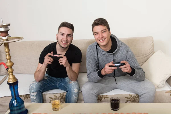 Two Friends Playing Video Games