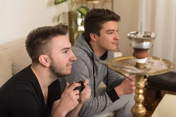 Men Playing Videogames and Holding Joystick — Stock Photo, Image